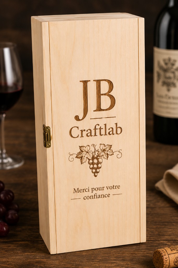 Coffret bouteille de vin personnalisé gravé