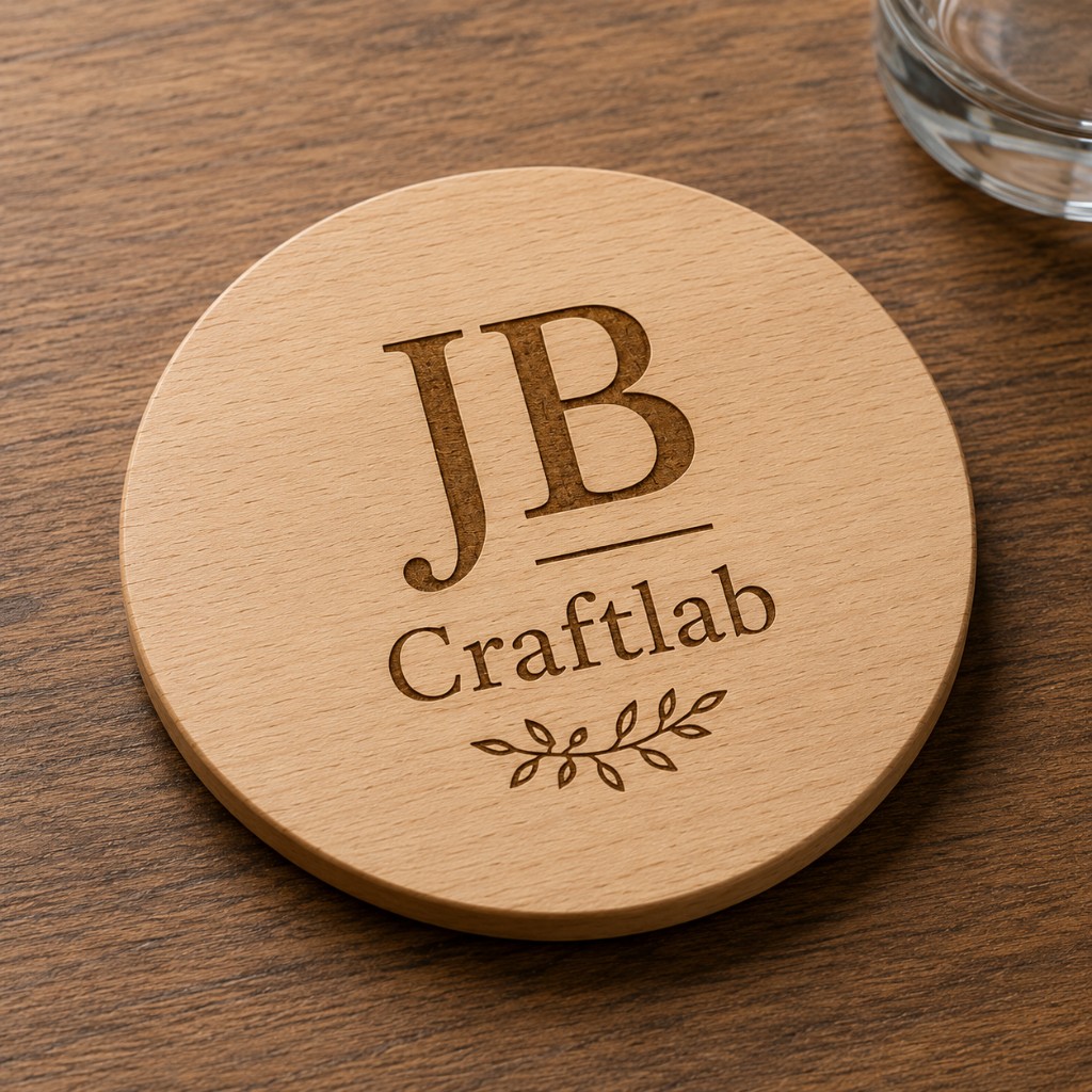 Dessous de verre en bois gravé logo entreprise