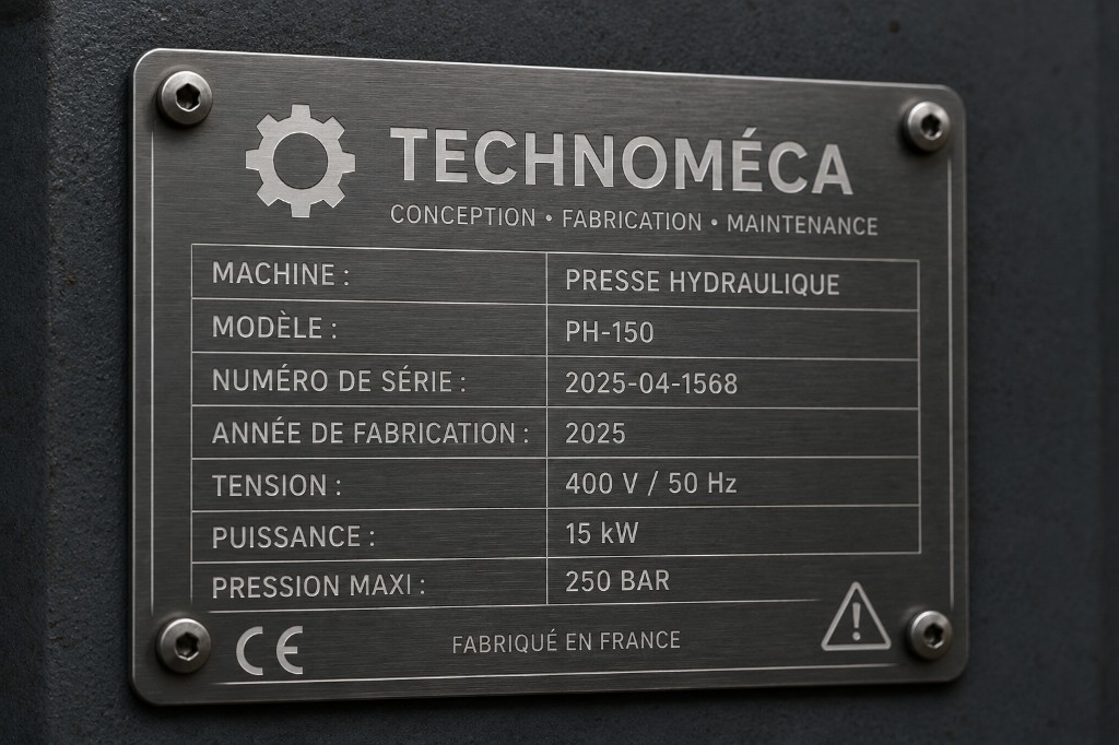 Plaque industrielle métal avec numéro de série