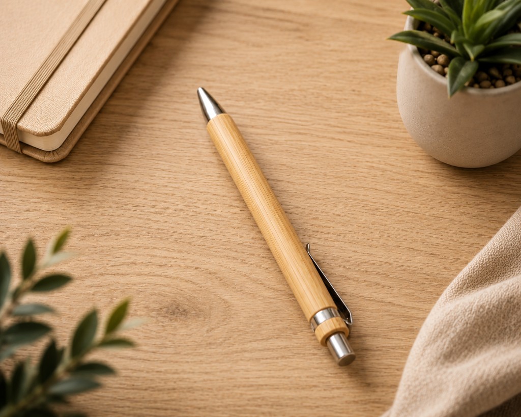 Stylo en bois gravé
